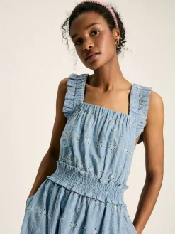 Nadia Blue Broderie Sun Dress
