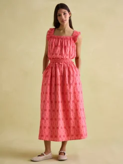 Nadia Coral Pink Broderie Sun Dress