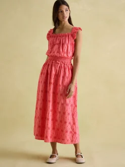 Nadia Coral Pink Broderie Sun Dress