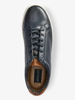 Navy Blue Leather Trainers
