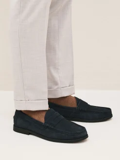 Navy Blue Penny Loafers