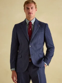 Navy Slim Fit Herringbone Suit Jacket