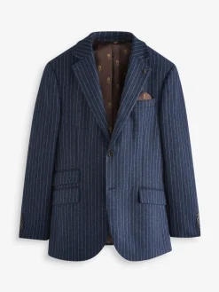 Navy Slim Fit Herringbone Suit Jacket