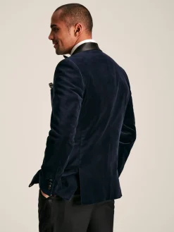 Navy Slim Fit Velvet Blazer