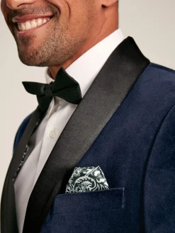 Navy Slim Fit Velvet Blazer