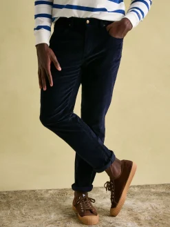 Navy Straight Leg Corduroy Trousers