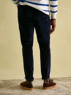 Navy Straight Leg Corduroy Trousers