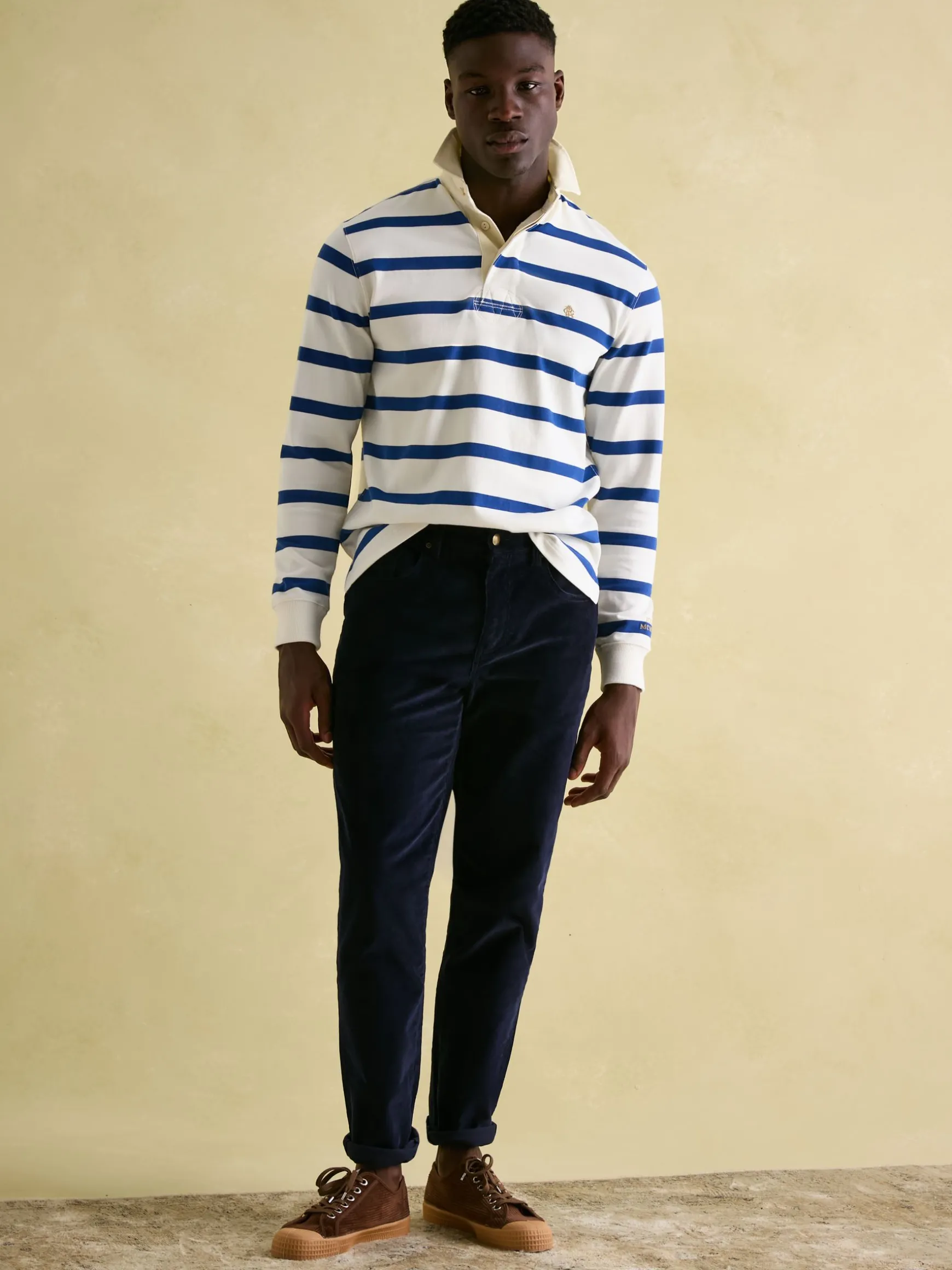 Navy Straight Leg Corduroy Trousers
