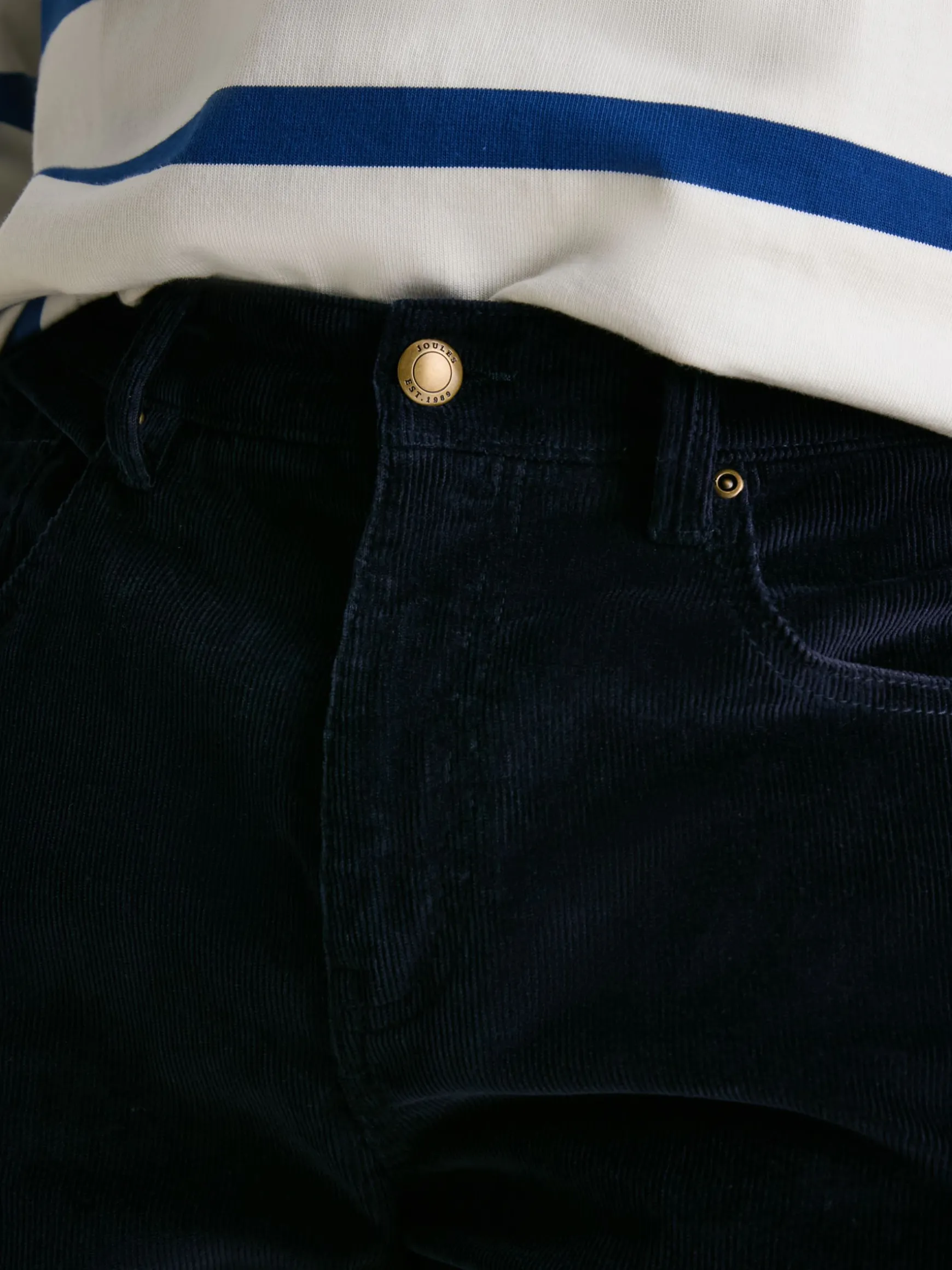 Navy Straight Leg Corduroy Trousers