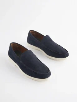 Navy Suede Apron Loafers