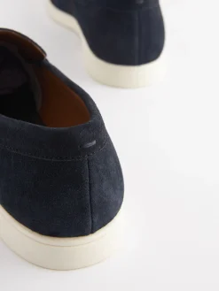 Navy Suede Apron Loafers