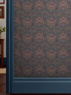 Navy/Multi Opulent Paisley Print 10M Wallpaper