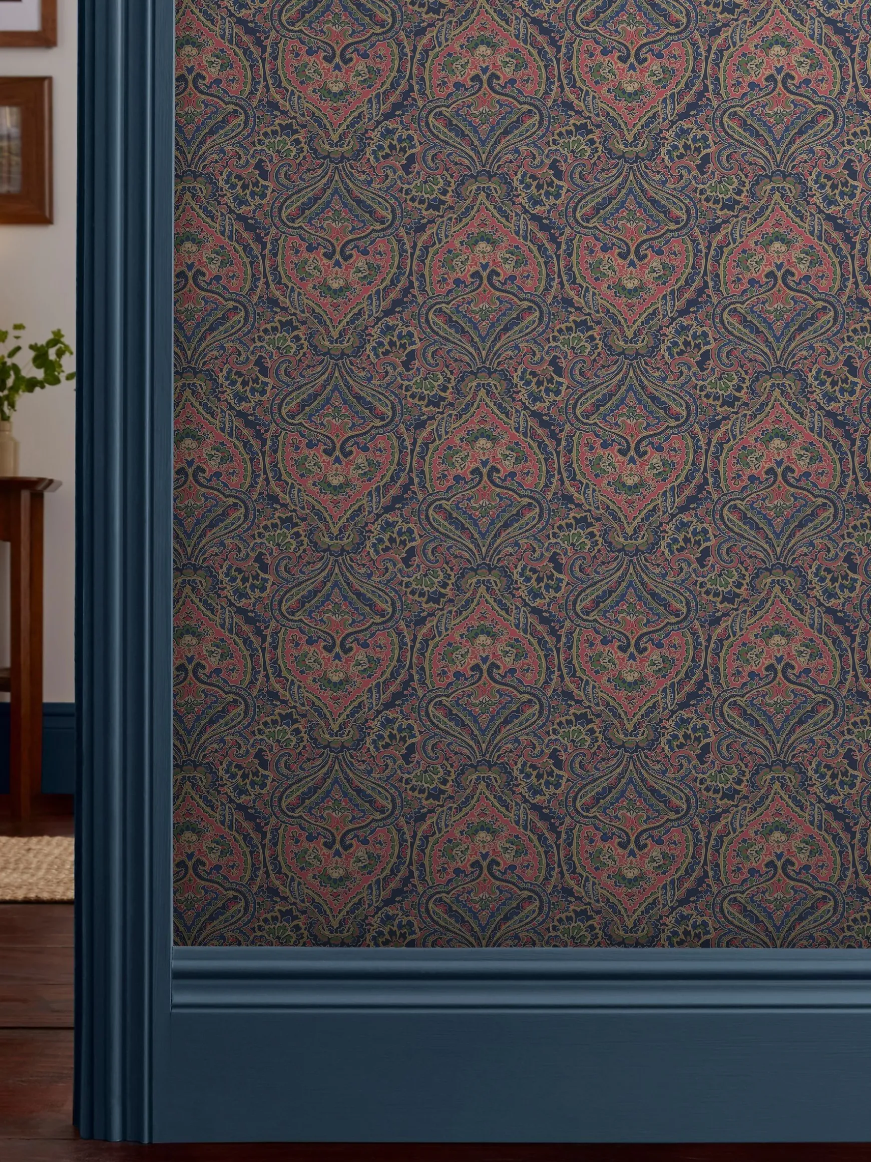 Navy/Multi Opulent Paisley Print 10M Wallpaper