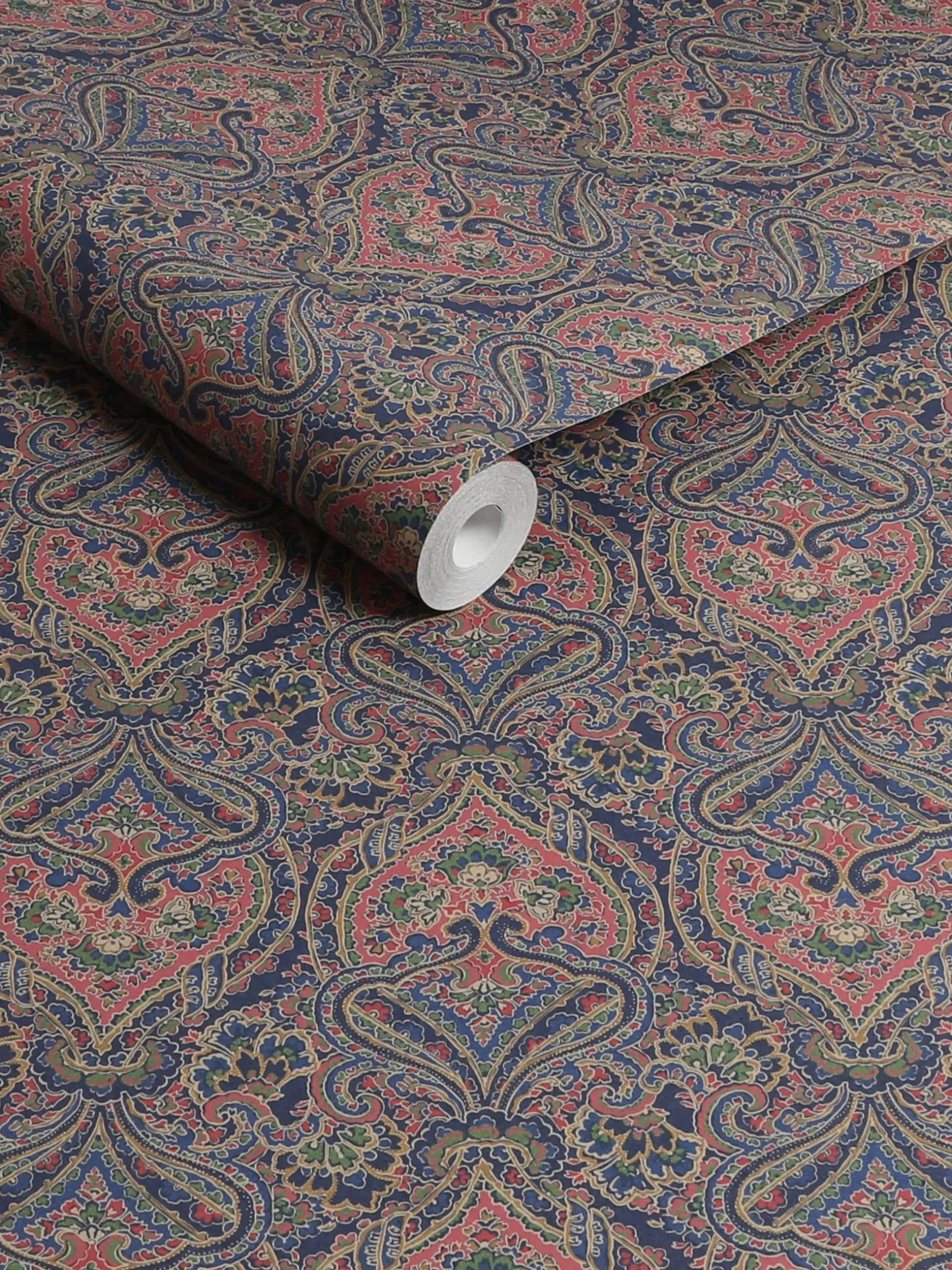 Navy/Multi Opulent Paisley Print 10M Wallpaper