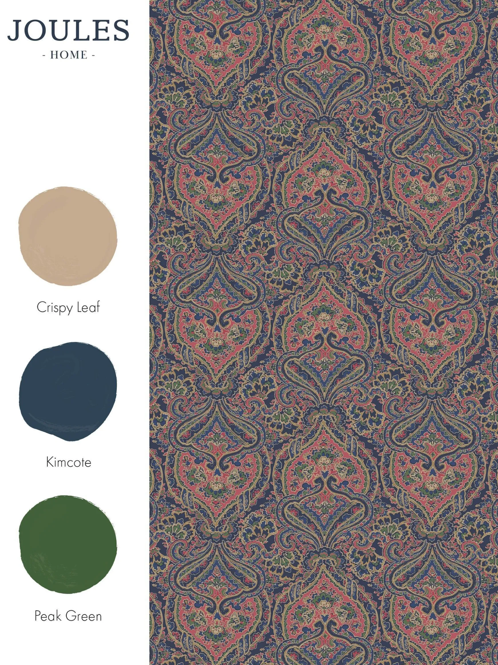 Navy/Multi Opulent Paisley Print 10M Wallpaper