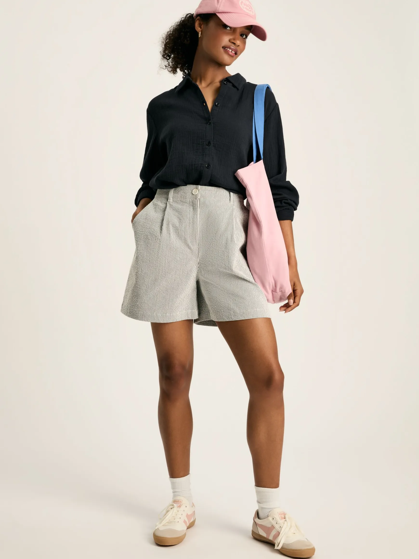 Nell Navy Button Through Cotton Shirt