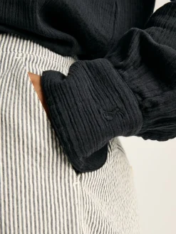 Nell Navy Button Through Cotton Shirt