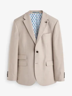 Neutral Slim Textured Suit Jacket