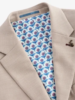 Neutral Slim Textured Suit Jacket