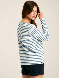 New Harbour Cream & Blue Striped Boat Neck Breton Top