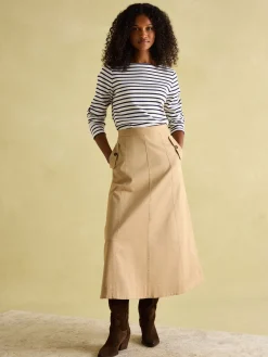 New Harbour Cream & Navy Striped Boat Neck Breton Top