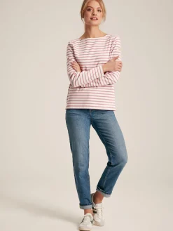 New Harbour Cream & Pink Striped Boat Neck Breton Top