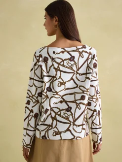 New Harbour Cream Bridle Boat Neck Breton Top