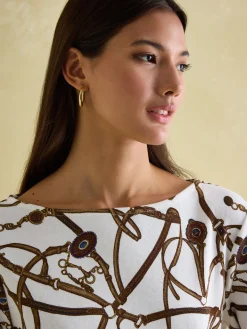 New Harbour Cream Bridle Boat Neck Breton Top