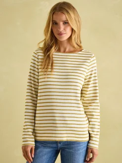 New Harbour Cream Gold Boat Neck Breton Top