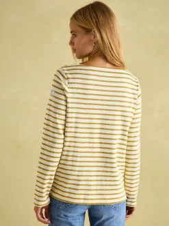 New Harbour Cream Gold Boat Neck Breton Top