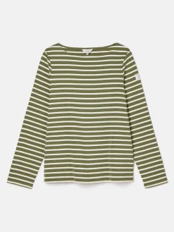 New Harbour Green stripe Boat Neck Breton Top