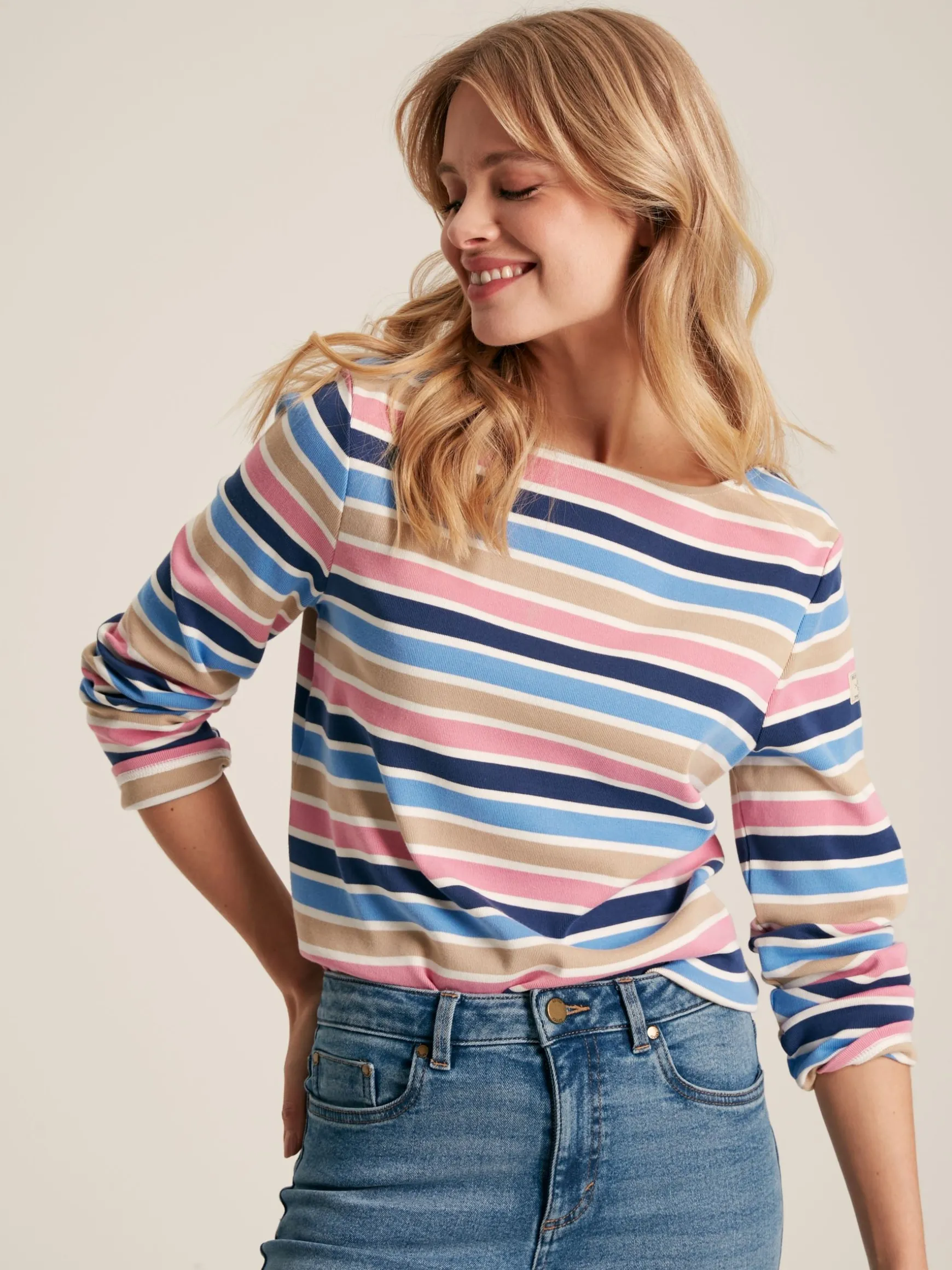New Harbour Multi Striped Boat Neck Breton Top