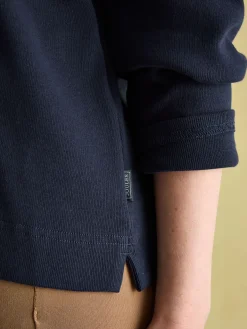 New Harbour Navy Damask Boat Neck Breton Top