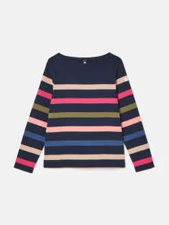 New Harbour Navy multi Boat Neck Breton Top