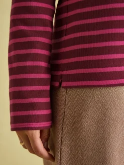 New Harbour Pink/Plum Boat Neck Breton Top