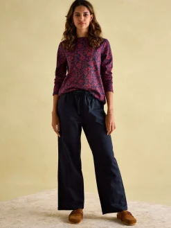 New Harbour Red Floral Boat Neck Breton Top