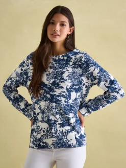 New Harbour Safari Blue Boat Neck Breton Top