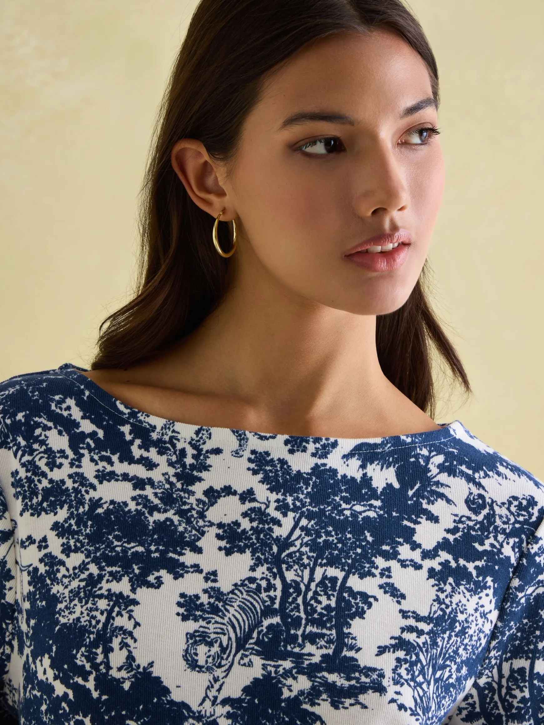 New Harbour Safari Blue Boat Neck Breton Top