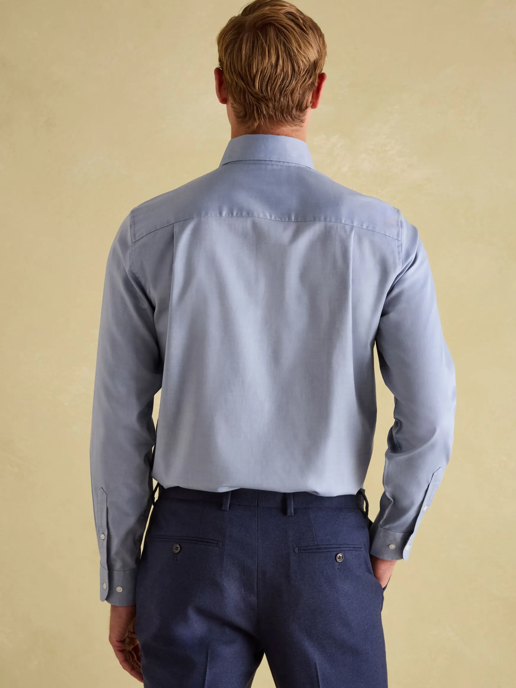 Next Blue Regular Fit Twill Single Cuff Shirt