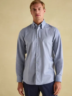 Next Blue Regular Fit Twill Single Cuff Shirt