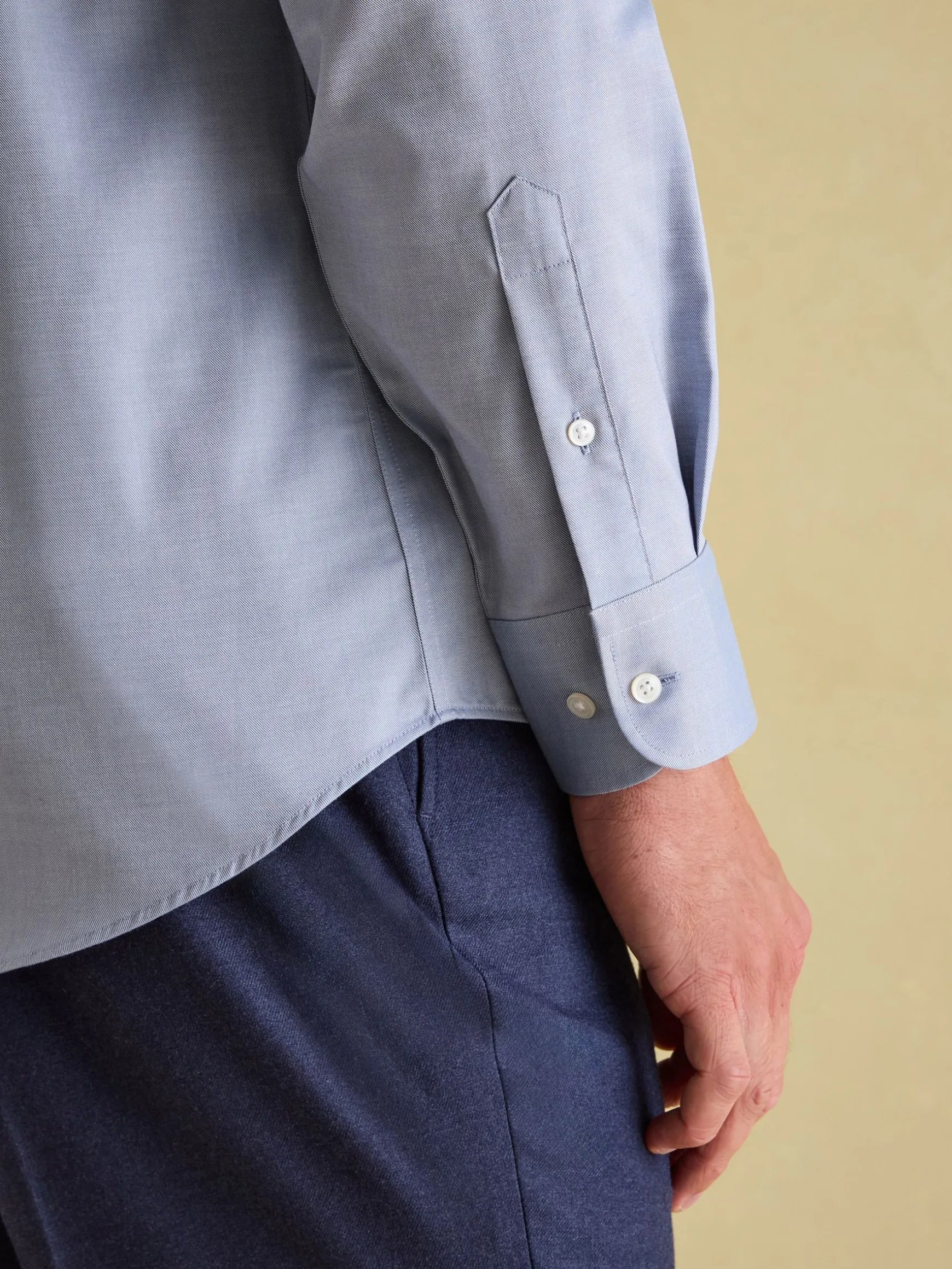 Next Blue Regular Fit Twill Single Cuff Shirt