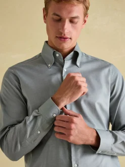 Next Green Regular Fit Twill Single Cuff Shirt