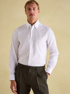 Next White Regular Fit Twill Single Cuff Shirt