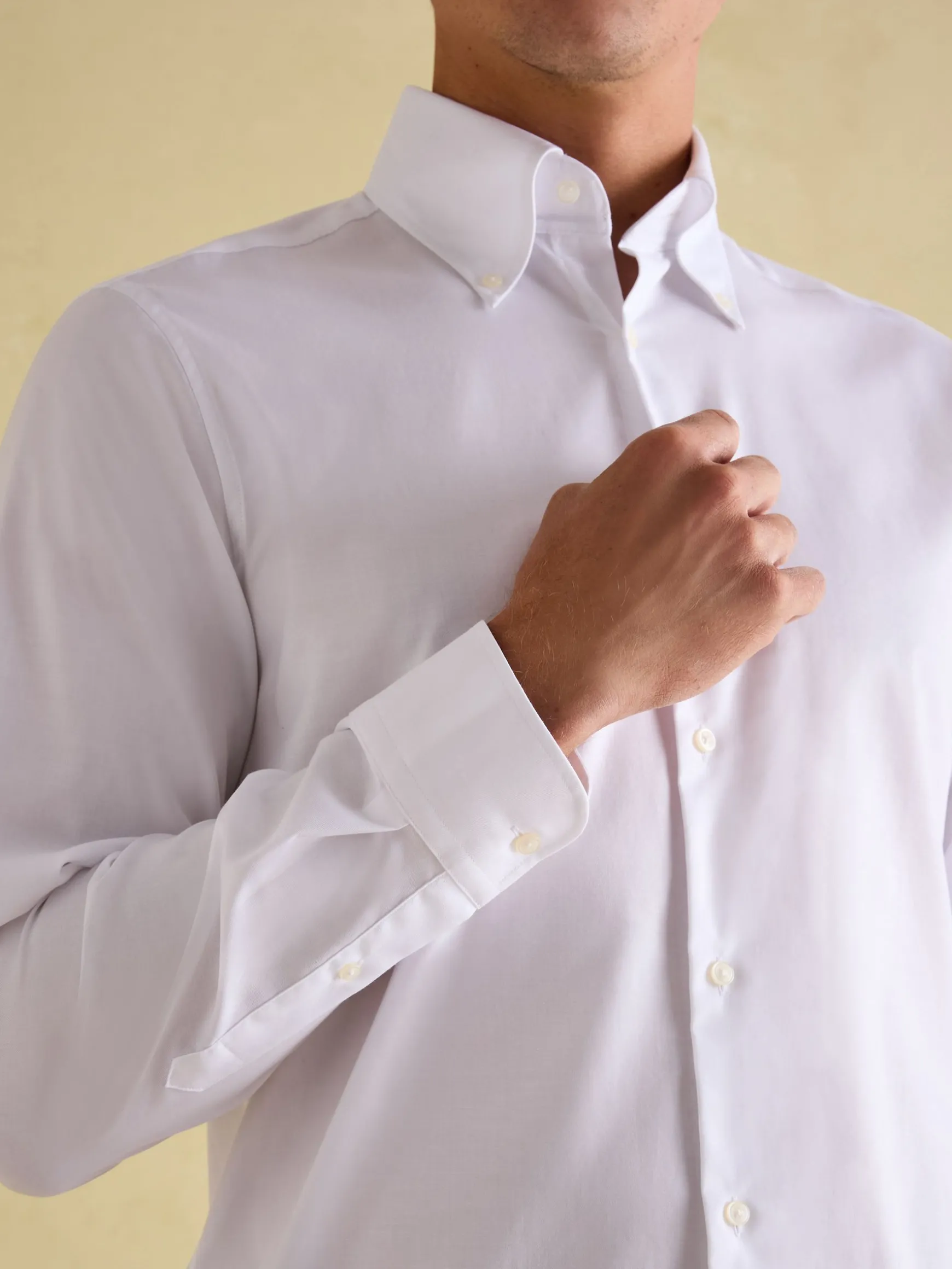 Next White Regular Fit Twill Single Cuff Shirt
