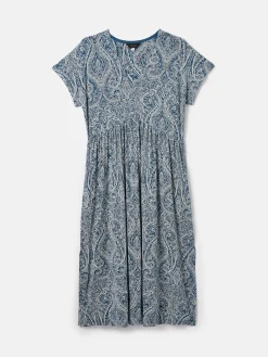 Nia Blue Jersey V-Neck Beach Dress