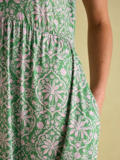 Nia Green Jersey V-Neck Beach Dress