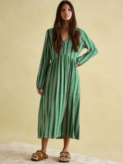 Nia Green Long Sleeve Midaxi Dress