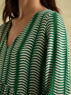 Nia Green Long Sleeve Midaxi Dress