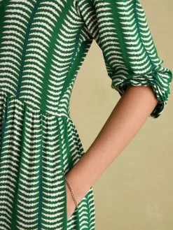 Nia Green Long Sleeve Midaxi Dress