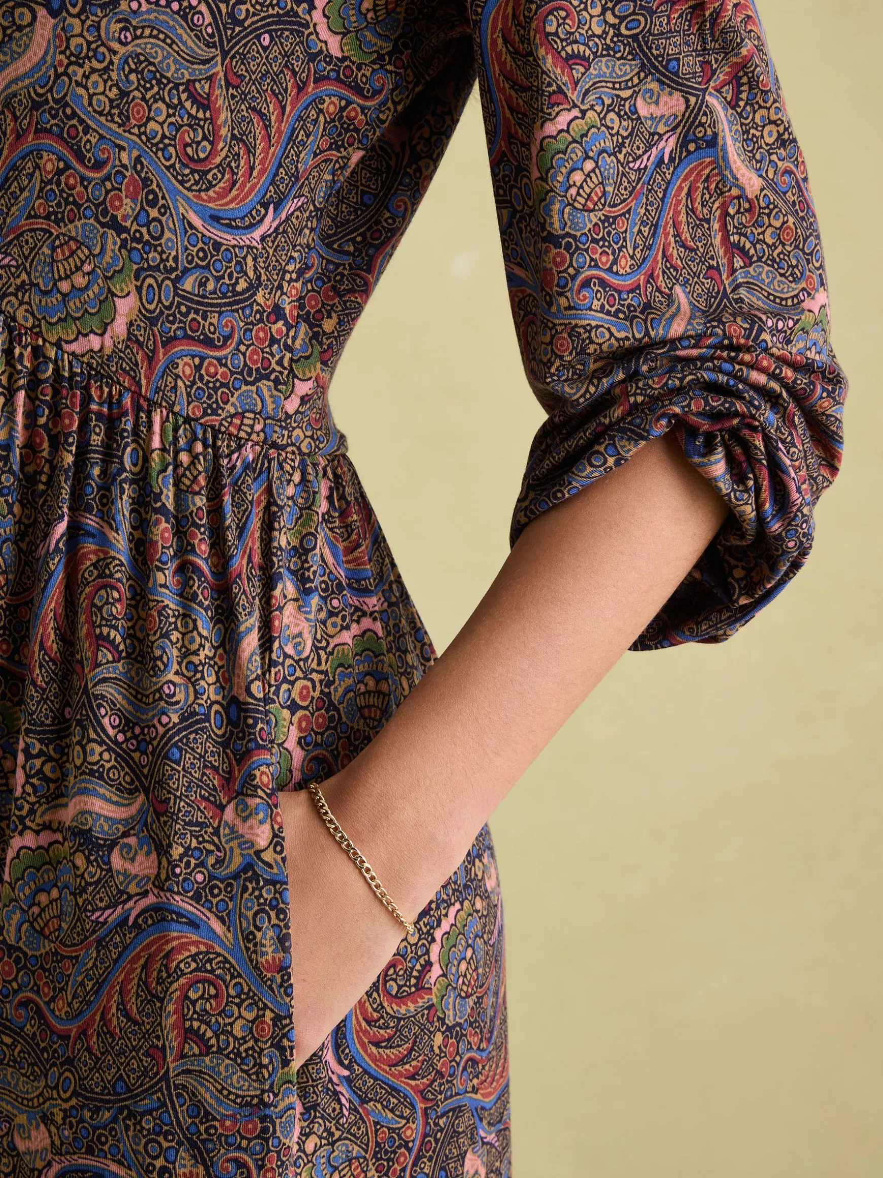 Nia Navy/Burgundy Long Sleeve Midaxi Dress